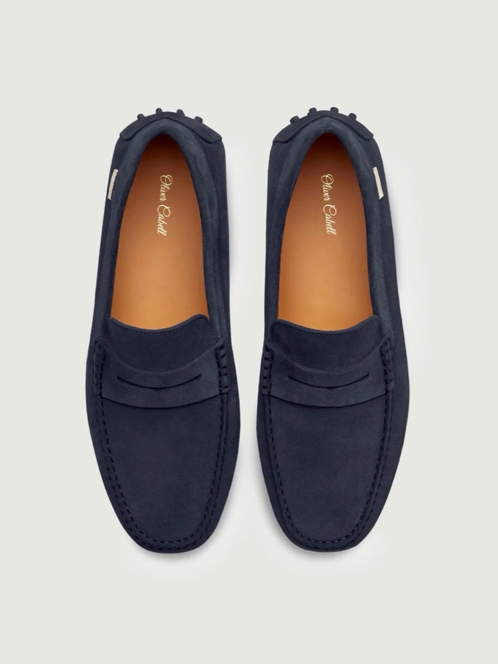 Oliver Cabell Navy Suede Driver Loafers